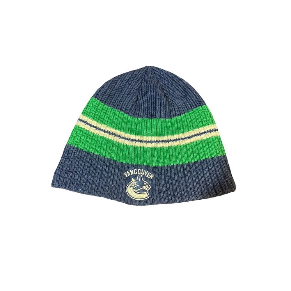 Reebok Face Off Collection Vancouver Canucks NHL Blue, Green, White Beanie‎